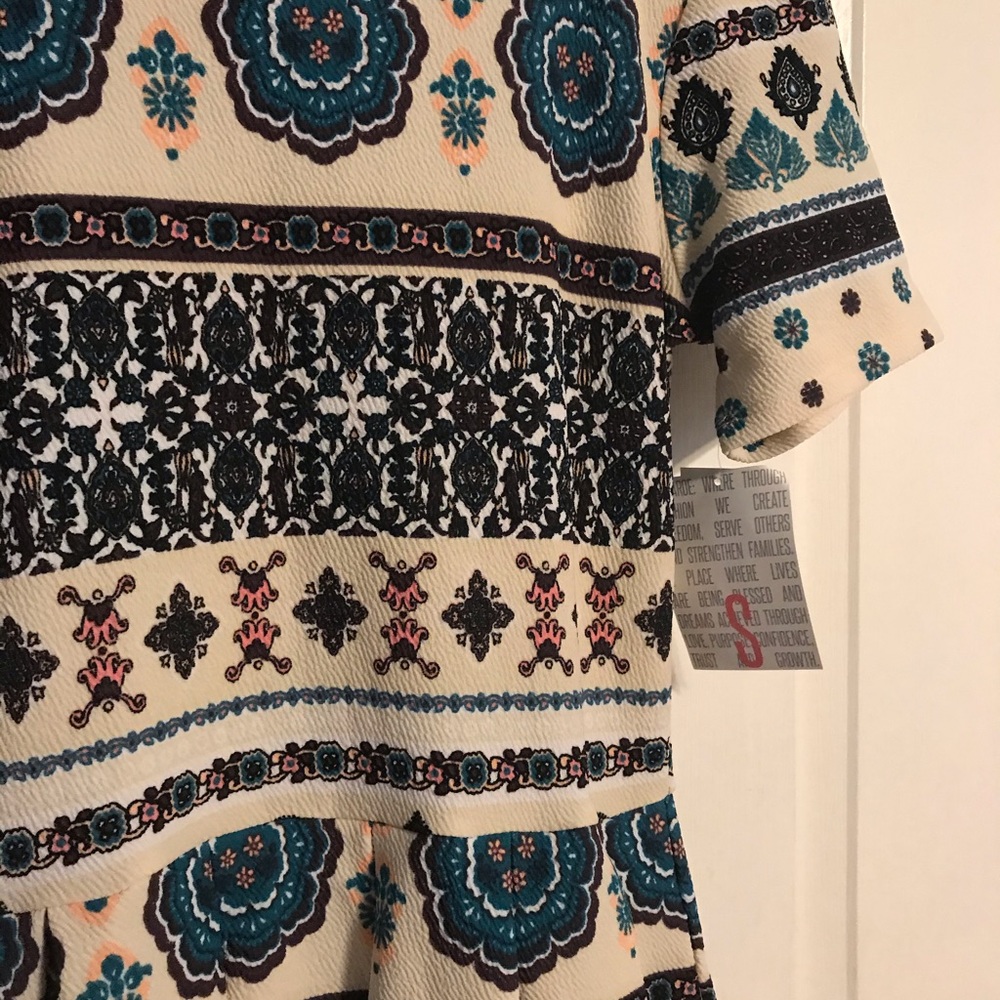 Small Blue Lace Design Lularoe Amelia